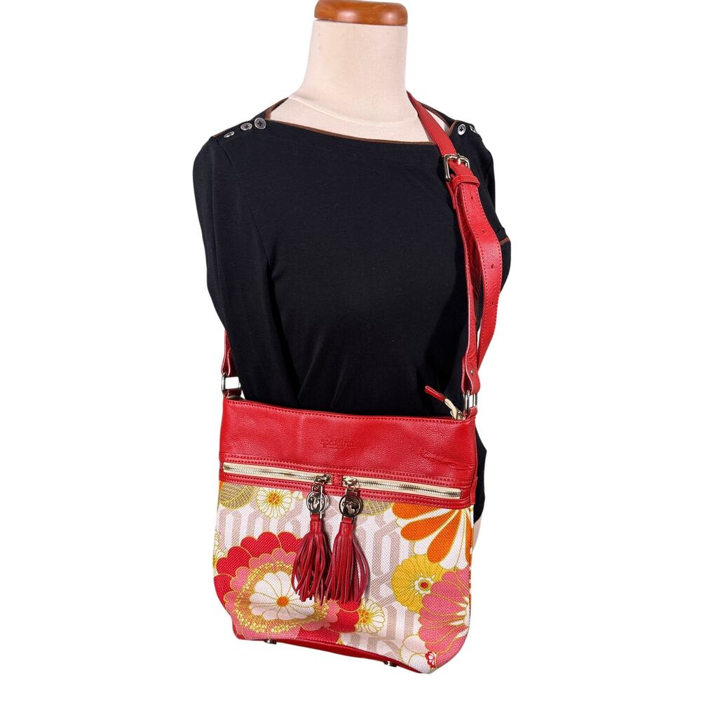 Spartina 449 Vintage Genuine Leather Linen Daufuskie Island Crossbody Bag*‎
